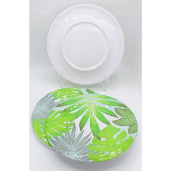 Tropical Leaf Print Melamine Dinner Plates Set Of 5 10" Dishwasher Safe  Summer - Picture 3 of 3